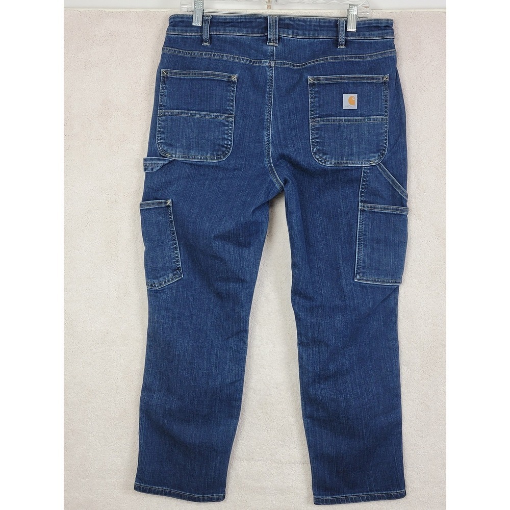 Carhartt Double Front Jeans Womens 12 Short Blue Rugged Flex Gorpcore Utility - Picture 3 of 15